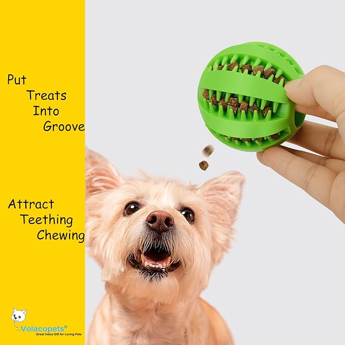 Dog Puzzle Toy, Treat and Dental Balls, Interactive Treat Dispensing Toy for Dogs, Durable Puppy Toys for Teething Small Dogs, Rubber Teeth Balls, Slow Feeder,2 Pack (Small)-Mewly Pet