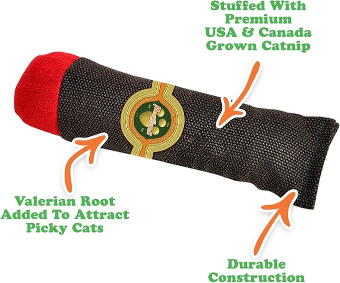 Meowijuana | Catnip Filled Cigar Toy | Promotes Play and Cat Health | Includes Organic Catnip Grown in North America | Feline and Cat Lover Approved-Mewly Pet