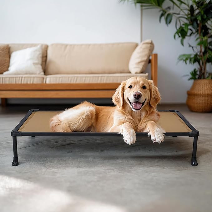 Veehoo Chew Proof Dog Cot, Non Chewable Large Bed, Anti-Scratch Durable Hammock Raised Place for Training Platform, Outdoor Cooling Off Ground, CWC2420ACP-Mewly Pet