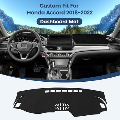 Dashboard Cover Mat Custom Fit for Honda Accord 2018-2022 Dash Cover Nonslip Dash Mat Protector Sunshade No Glare Black