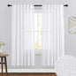 RYB HOME Linen Curtains Sheer - Half Privacy White Semi Sheer Drapes Light Airy for Bedroom Living Room Wedding Ceremony Study Office, 52 x 72 inch Long, 2 Pcs