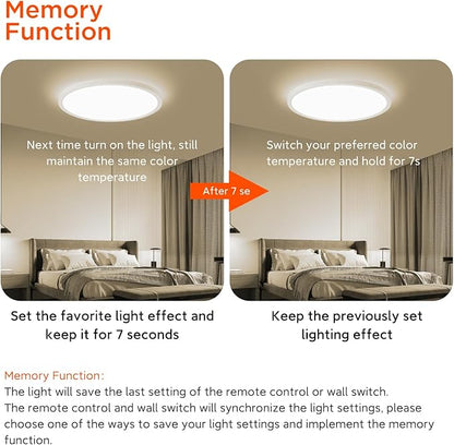 TALOYA Flush Mount Ceiling Light with Remote,3000K-6500K Adjustable,2000K Nightlight,12 Inch, Led Low Profile Ceiling Lights for Bedroom, Living Room, Kitchen, White