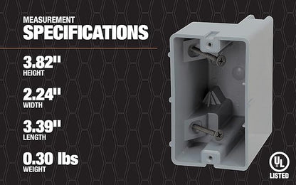 Southwire Southwire MSB1G One Gang Device Box with Depth Adjustable; Heavy Duty 42lb; Gray