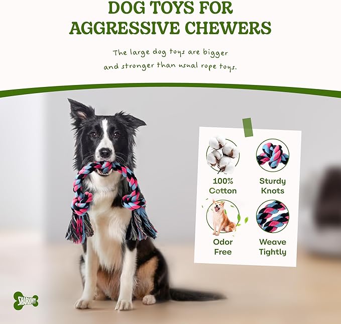 SHARLOVY Dog Rope Toy for for Medium Dogs, Durable Cotton Dog Chew Toys for Aggressive Chewers, Interactive Tug of War Dog Toys for Medium to Large Breed-Mewly Pet