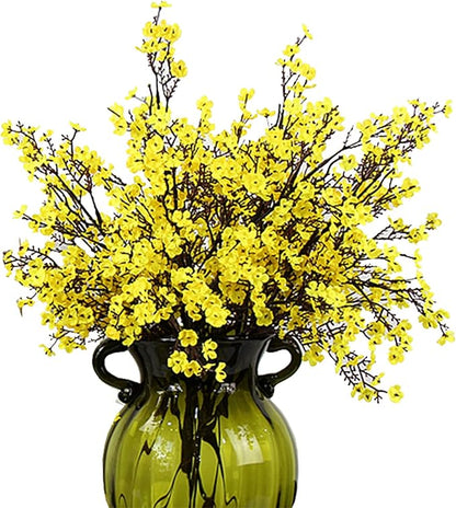 JAKY-Global Babys Breath Fabric Cloth Artificial Flowers 20 Bundle European Fake Silk Plants Decor Wedding Party Decoration Bouquets Real Touch DIY Home Garden (Yellow, 20 Bundles)