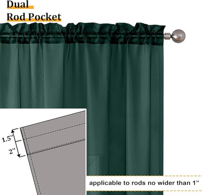 Aiyufeng Hunter Green Sheer Curtain Drapes 63 Inch Length 2 Panels for Living Room, Light Filtering Voile Green Drapes for Bedroom, Patio, Sliding Door, Each 40" W x 63" L