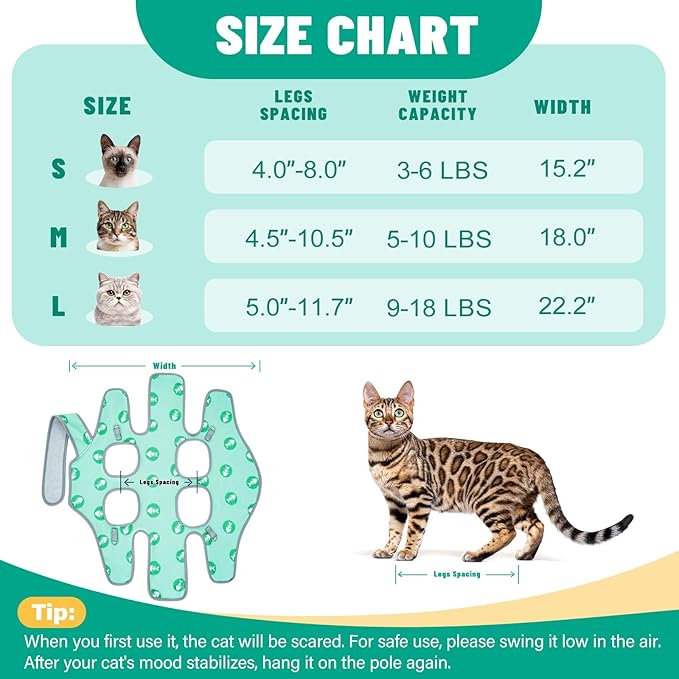 Supet Cat Grooming Hammock, Self-Adhesive Cat Nail Clipper Hammock, Soft Fabric Cat Wrap for Cutting Nails, Quickly Calm Down for Medicine, Teeth Brushing, Ear Cleaning-Mewly Pet