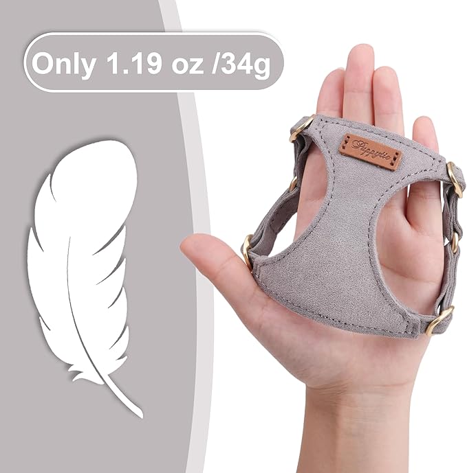 Puppytie No Pull Small Dog Harness with Multifunction Dog Leash,Lightweight Soft Adjustable No Choke Escape Proof Pet Harness Vest Pet Harness Vest,Silver Grey,S-Mewly Pet