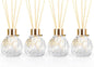 4Pcs Reed Diffuser Set with Metal Golden Decoration, 3.5oz Empty Reed Diffuser Bottles with 20Pcs Reed Diffuser Sticks, Unique Design Bottles for Home and Office(Twill)