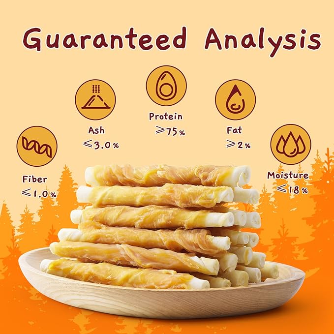 Jungle Calling Dog Treats, Chicken Wrapped Rawhide Sticks for Dogs, Grain-Free Natural Small Dogs Training Treats, Edible Pet Chew Snacks,10.6 oz-Mewly Pet