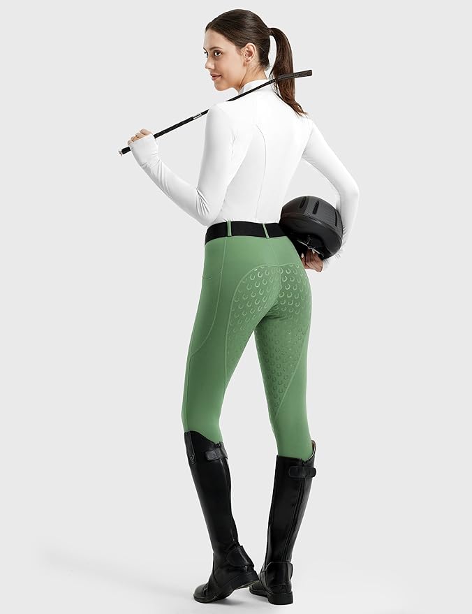FitsT4 Sports Women's Full Seat Riding Tights Active Silicon Grip Horse Riding Tights Equestrian Breeches-Mewly Pet