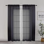 Chyhomenyc Black Sheer Curtain 72 Inches Length 2 Panels, Voile Top Dual Rod Pockets Light Filtering Airy Window Treatment Drapes for Living Room/Bedroom, Each 42Wx72L