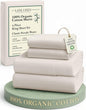 LANE LINEN 100% Organic Cotton King Bed Set, 4-Piece Cotton Bed Sheets, Crisp Percale Weave, Ultra Soft Bedding Sets & Collections, 15" King Size Sheets Deep Pocket Set - Glacier Grey