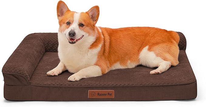 Orthopedic Dog Beds Large Sized Dog, 3 Inch Memory Foam Pet Bed for Medium and Large Dogs, Washable Removable Cover, Nonskid Bottom, Waterproof, 41x27 Inches XL Brown Grey-Mewly Pet