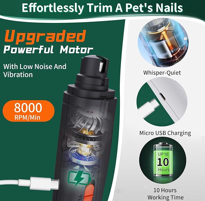 2-in-1 Dog Nail Clippers & Cat Nail Clippers Trimmers for Large Medium Small Dogs Cats Claw Trimmer Quick Sensor and Safety Guard USB Rechargeable with 2 LED Lights Dogs Nail Trimmer-Mewly Pet