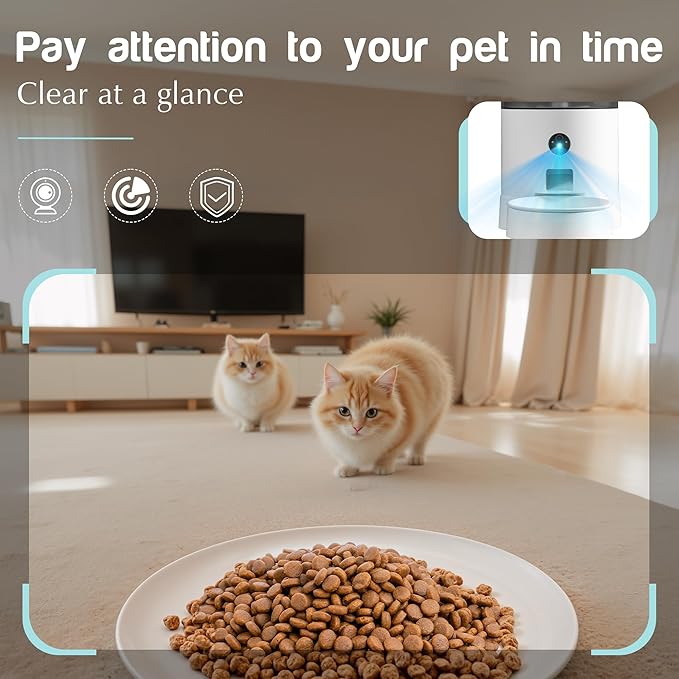 Warcat Vacuum Automatic Smart Cat Feeder with Timed Remote Control & Visual Monitoring, APP-Enabled Pet Food Dispenser for Cats, Dogs & Small Animals, Automatic Feeding Solution-Mewly Pet