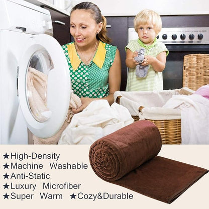 HOZY Soft Blanket Travel Size Fleece Warm Fuzzy Throw Blankets for The Bed Sofa Lightweight 350GSM Travel 50"*61"