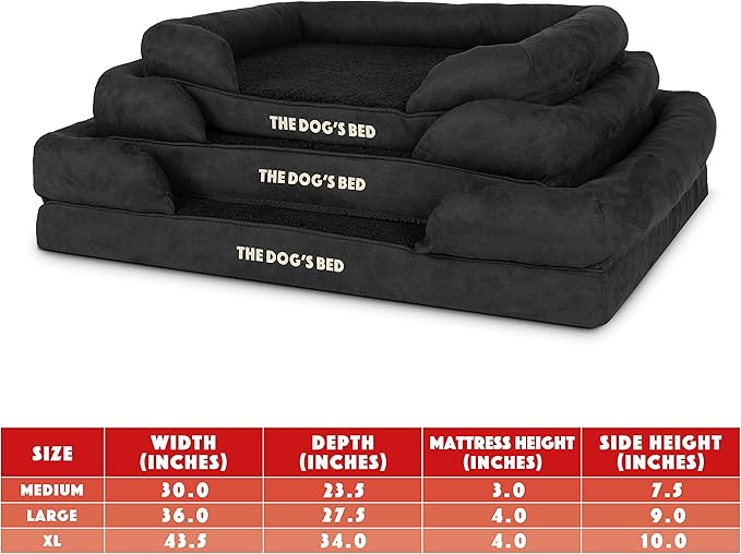 The Dog’s Bed, Large Black Faux PL 36x27, Memory Foam, Pain Relief: Arthritis, Hip & Elbow Dysplasia, Post Surgery, Lameness, Supportive, Calming, Waterproof Washable Cover, Veterinary Approved-Mewly Pet
