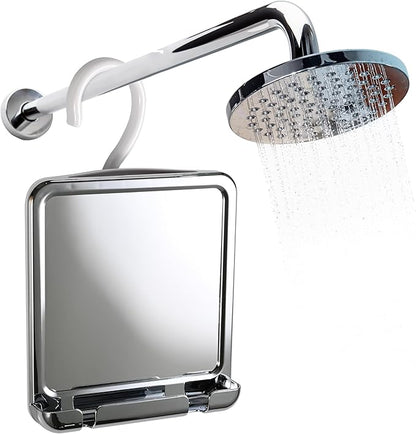 MIRRORVANA Fogless Shower Mirror for Shaving and Distortion-Free Glass Surface with Hook for Hanging, 8" x 7" Chrome