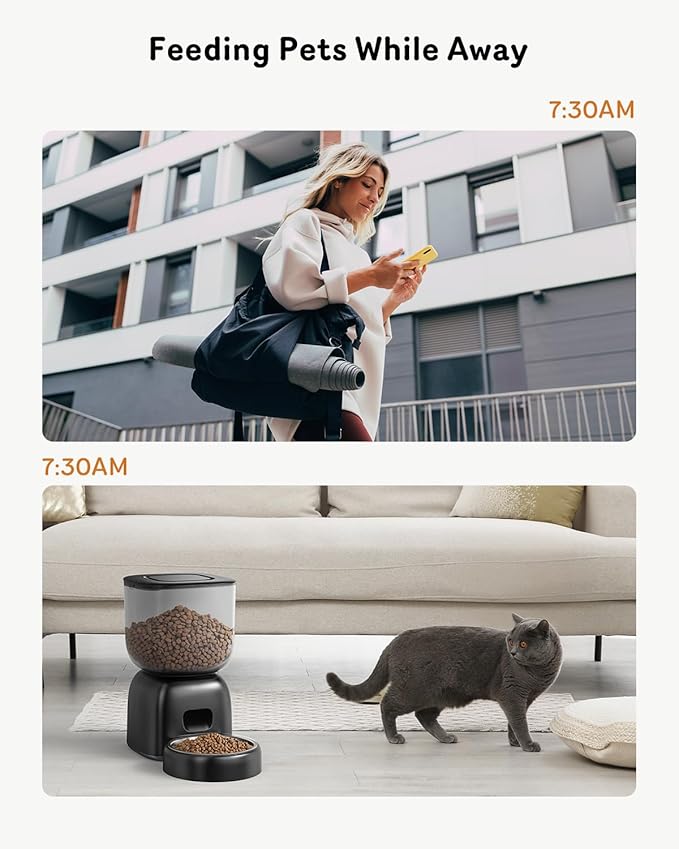 Automatic Cat Feeder, Cat Food Dispenser Battery-Operated with 180-Day Battery Life, Timed Pet Feeder for Cats and Dogs, Desiccant Bag, Programmable Portion Control, 4 Daily Meals, 10s Voice Recorder-Mewly Pet