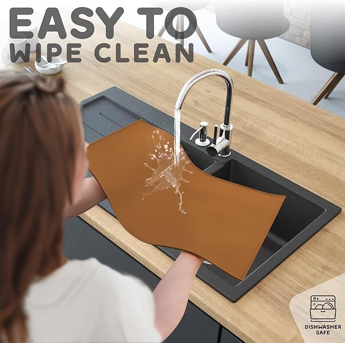 Dog Food Mat - Raised Edges Dogs Mat for Food and Water Prevent Spill, Waterproof Cat Food Mats Protect Floors, Easy Clean Dog Bowl Mats for Food and Water, Silicone Pet Food Tray-Mewly Pet