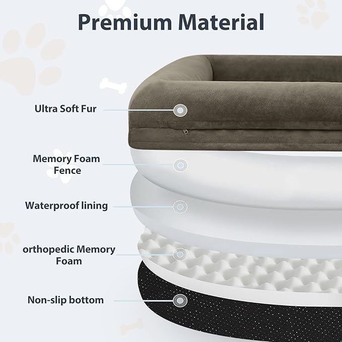 WNPETHOME Human Dog Bed for Adult, Washable Dog Couch with Removable Waterproof Cover, Orthopedic Large Pet Sofa Bed with Bolster Sides for Sleeping-Mewly Pet