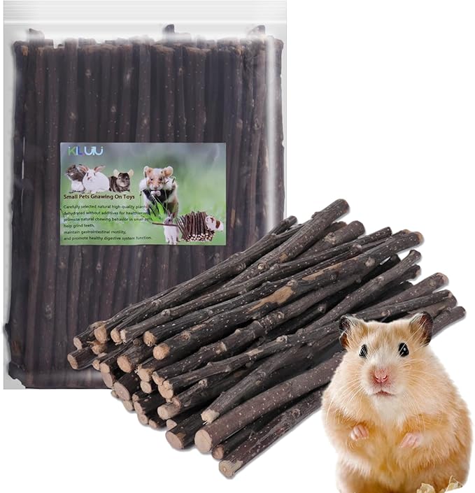 Natural Apple Wood Chew Sticks 300g (10.5oz) for Rabbits, Hamsters, Chinchillas, Guinea Pigs - Small Animal Dental Toys, Safe Untreated Teeth Grinding & Boredom Relief, Rodent Molar Health (120g)-Mewly Pet