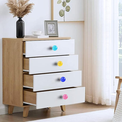 10 PCS Colorful Cabinet Knobs Round Glass Bubbles Knobs 30mm Smooth Drawer Pulls Handle for Home, Cabinet, Drawer and Dresser with 3 Different Size Screws