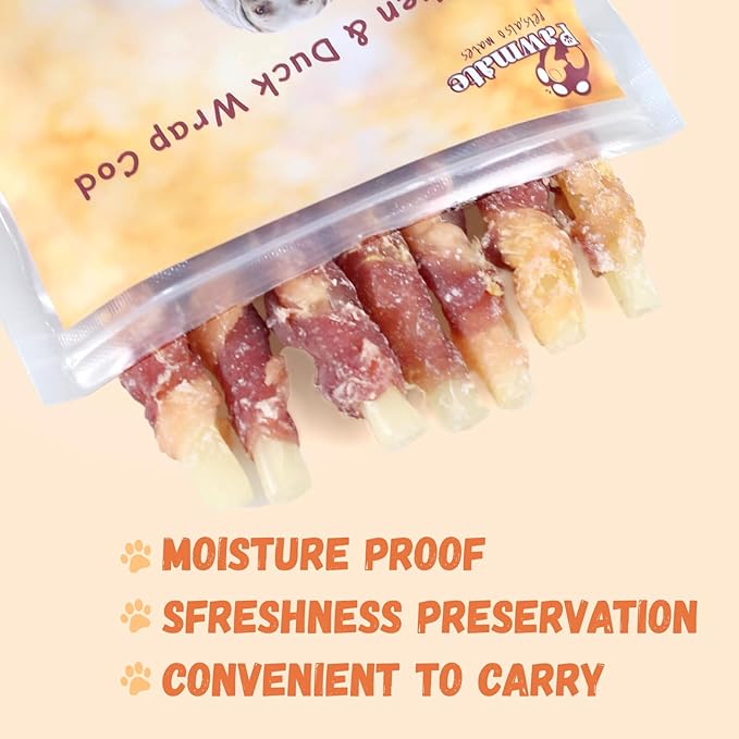 Triple Flavor Dog Treats, Chicken Duck Wrapped Cod Sticks, Rawhide-Free Grain-Free Soft Chewy Treats Natural Ingredients, Training Snacks for Small Medium Large Dogs, 15-17 Counts, 10.6 oz-Mewly Pet