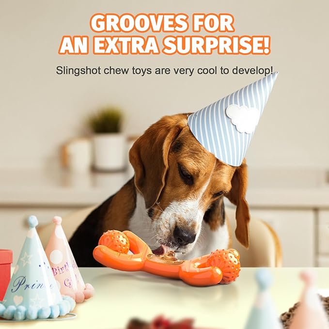 Indestructible Dog Toys for Aggressive Chewers - Heavy Duty Chew Proof Durable Toy for Large Breed Dogs, Interactive Tough Nylon Bone for Boredom Relief & Mental Stimulation,Orange-Mewly Pet