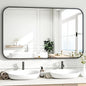 HARRITPURE Rectangular Bathroom Mirror 48''x30'' Black Bathroom Wall Mirror Aluminum Frame Wall-Mounted Mirrors for Entryway Bedroom Living Room