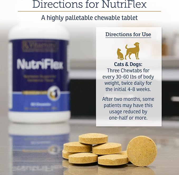 Rx Vitamins NutriFlex for Cats & Dogs - Glucosamine for Dogs Hip and Joint Supplement - with Bovine Collagen and Chondroitin - Joint Pain Relief & Anti Inflammatory for Dogs - Beef Liver (90 Chews)-Mewly Pet