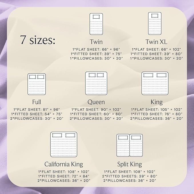 LuxClub Twin XL Sheets - Soft Twin Bed Sheets for-Boys-and-Girls-3 PC Deep Pockets Wrinkle Free-Kids-Fitted Sheets Machine Washable Hotel Bedding Silky Soft - Lavender Twin XL