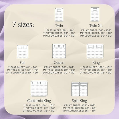 LuxClub Twin XL Sheets - Soft Twin Bed Sheets for-Boys-and-Girls-3 PC Deep Pockets Wrinkle Free-Kids-Fitted Sheets Machine Washable Hotel Bedding Silky Soft - Lavender Twin XL