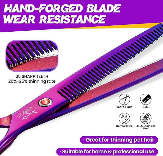 JASON Grooming Scissors for Dogs - Sharp Thinning Dog Shear with Muffler Pad, Stainless Steel Dog Grooming Shears Professional Texture Scissors for Pets-Mewly Pet