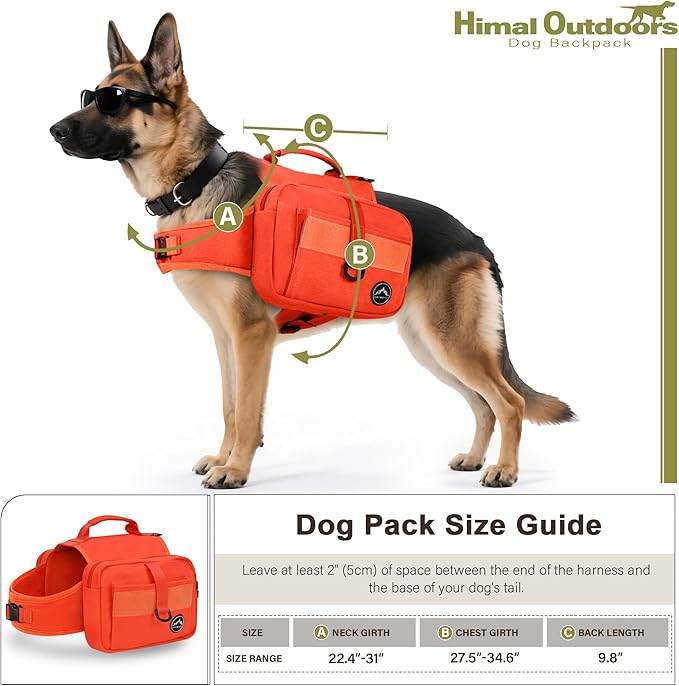 Himal Outdoors Dog Backpack & Saddle Bag, Tactical Hiking Backpack for Large Dogs with Side Pockets & Adjustable Strap-Mewly Pet