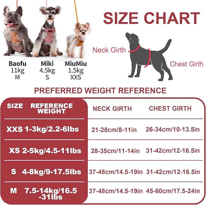 Puppytie No Pull Small Dog Harness with Multifunction Dog Leash,Lightweight Soft Adjustable No Choke Escape Proof Pet Harness Vest Pet Harness Vest,red Hawthorn,S-Mewly Pet