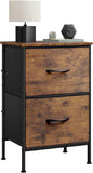 WLIVE Night Stand with Drawers, Dresser for Bedroom with 2 Fabric Drawer, Small Bedside Tables, Nightstand End Table Furniture, College Dorm, Rustic Brown Wood Grain Print, Size L