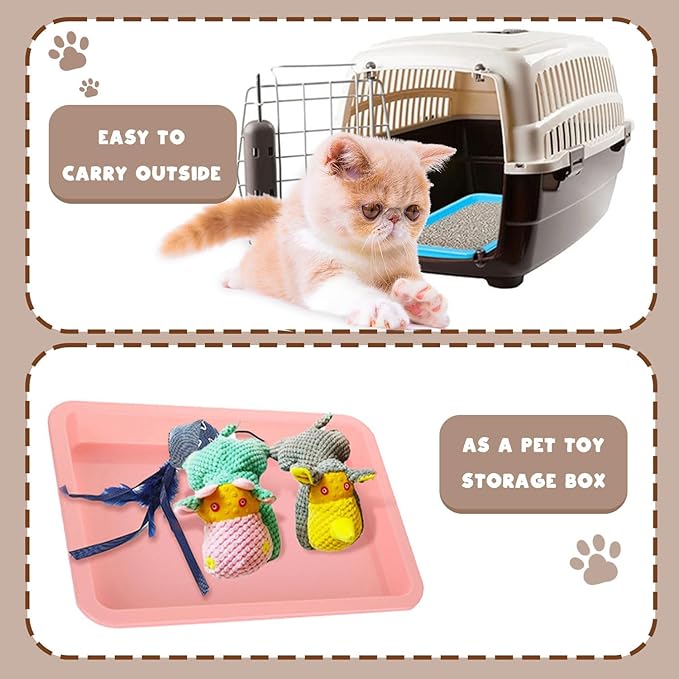5pcs Kitten Litter Box, Small Cat Litter Box with Scooper, Small Litter Pan Low Entry Shallow Plastic Litter Tray Portable Cat Waste Tray Open Travel Kitten Boxes for Small Pet Rabbit Newborn Cat-Mewly Pet