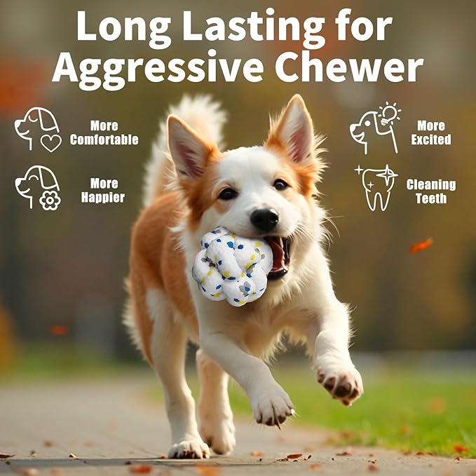 Upgrade Dog Balls Interactive Toys for Aggressive Chewers, Indestructible Tennis Durable Bouncy for Fetch Game, Lightweight Floating, White-Mewly Pet