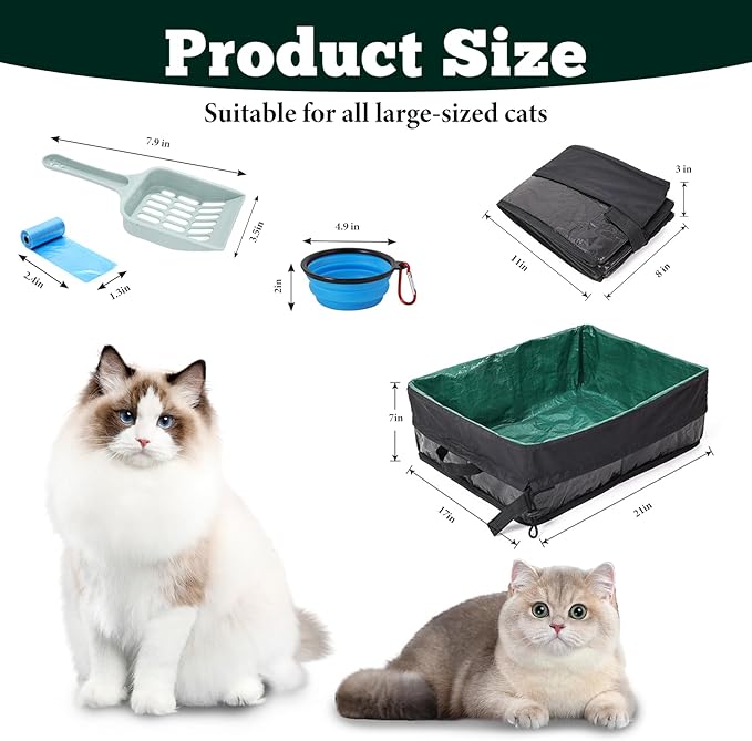 Travel Litter Box for Cats, Foldable Portable Litter Box, Leak Proof Cat Travel Carrier with Kitty Litter Scoop Bowl, Collapsible Waterproof Odor Free Easy Carrier for Car Outdoor, X-Large-Mewly Pet