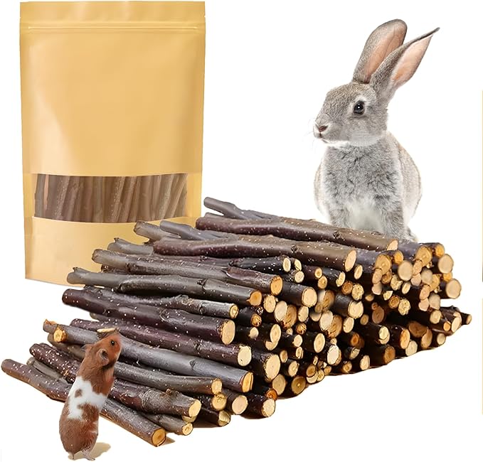600g Organic Apple Sticks Small Animals Molar Wood Treats Toys for Chinchillas Guinea Pig Rabbits Hamster Gerbil Parrot Bunny Chew Stick Toys, 21.2 OZ-Mewly Pet