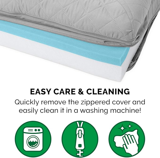 Furhaven Cooling Gel Dog Bed for Large Dogs w/ Removable Bolsters & Washable Cover, For Dogs Up to 125 lbs - Quilted Sofa - Silver Gray, Jumbo Plus/XXL-Mewly Pet