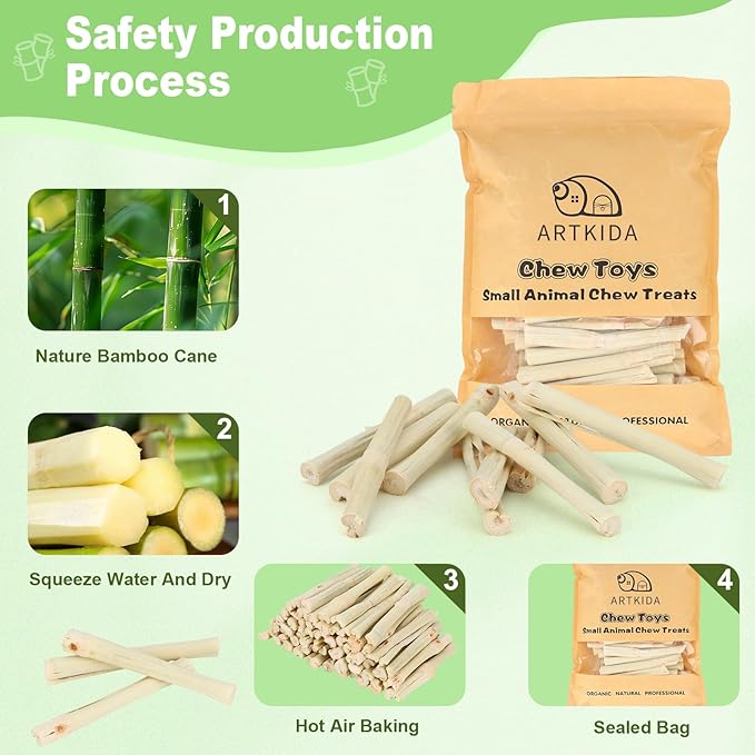 2.7lb Sweet Bamboo Sticks for Rabbits Chew Sticks Toys Guinea Pig Hamster Chinchilla Molar Treats Snacks, Natural Teeth Grinding Toys-Mewly Pet