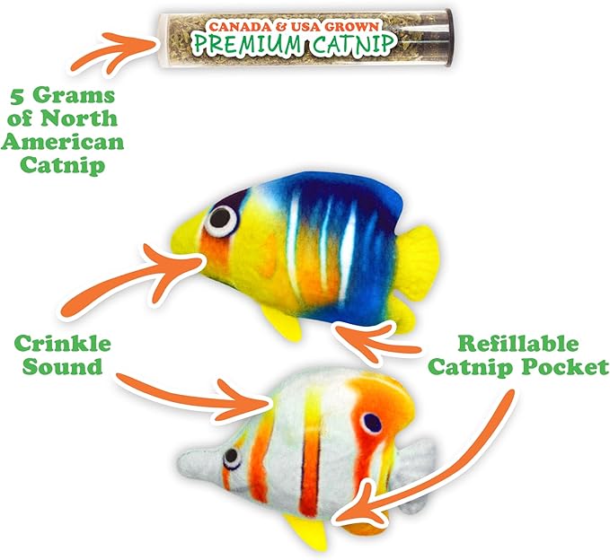 Meowijuana Refillable Cat Toys | Get Bubbly - Tropical Fish Catnip Toys | Includes Potent Hand Harvested Catnip Grown in North America | Promotes Play and Cat Health-Mewly Pet