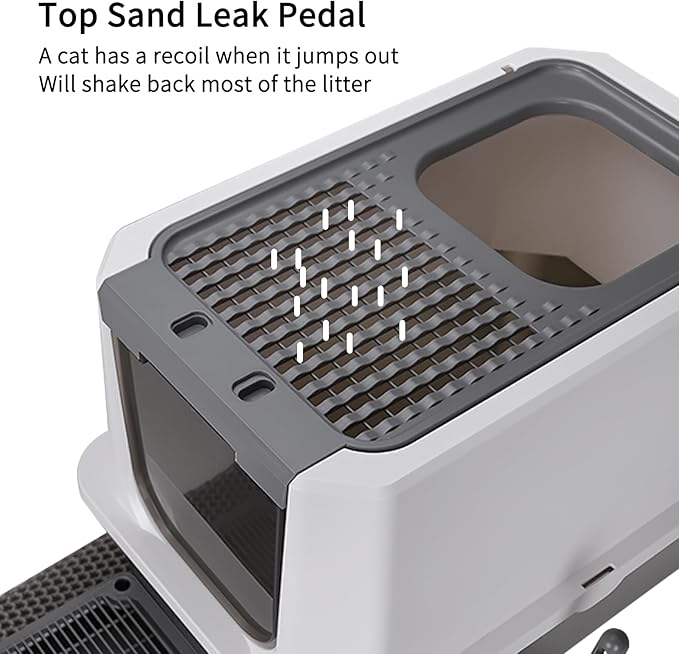 RIZZARI Stainless Steel Cat Litter Box, Odorless Enclosed Litter Box with Top Holes, Large Litter Pan for Small to Large Sized Cats (Dark Gray, 24" L*16" W*18" H)-Mewly Pet