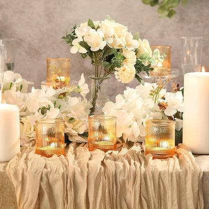 36pcs Gold Votive Candle Holders, Glass Tea Light Candle Holders for Birthday Decor, Candle Votives for Wedding Centerpiece & Home Decor (Gold)