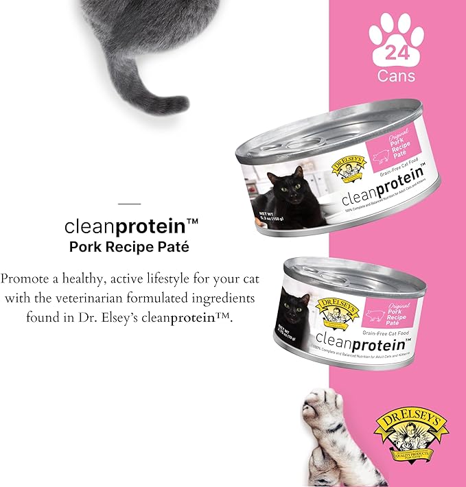 Dr. Elsey's cleanprotein Original Pork Recipe Wet Cat Food, (Pack of 24), 2.75oz Cans-Mewly Pet