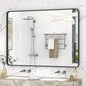 48x36 Inch Black Framed Bathroom Mirror for Wall, Matte Black Metal Wall Mirror, Black Rectangle Vanity Mirror, Tempered Glass, Anti-Rust, Hangs Vertically or Horizontally