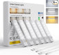 Under Cabinet Lighting 4 Inches Rechargeable Motion Sensor Light Indoor, 3 Color Dimmable Closet Light Battery Operated, USB Stick on LED Magnetic Under Counter Lights for Kitchen Stair, 6 Packs
